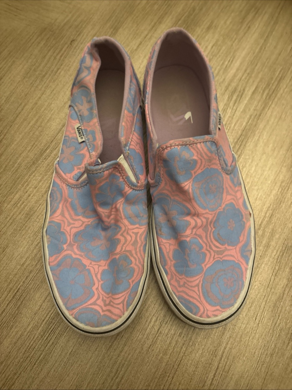 Vans Slip-On Floral Canvas Sneakers in Pink & Blue